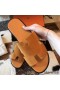 Hermes Izmir Sandals In Orange Suede Leather