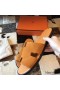 Hermes Izmir Sandals In Orange Suede Leather