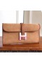 Hermes Jige Elan 29 Clutch In Ocre Suede Calfskin