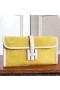 Hermes Jige Elan 29 Clutch In Yellow Suede Calfskin