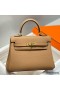 Hermes Kelly 20cm Bag In Chai Clemence Leather GHW