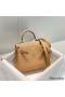 Hermes Kelly 20cm Bag In Chai Clemence Leather GHW
