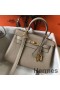 Hermes Kelly 20cm Bag In Grey Clemence Leather GHW