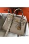 Hermes Kelly 20cm Bag In Grey Clemence Leather GHW