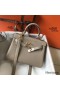 Hermes Kelly 20cm Bag In Grey Clemence Leather GHW