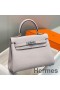 Hermes Kelly 20cm Bag In Mauve Pale Clemence Leather PHW