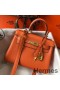 Hermes Kelly 20cm Bag In Orange Clemence Leather GHW