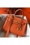 Hermes Kelly 20cm Bag In Orange Clemence Leather GHW