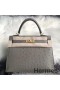 Hermes Kelly 25cm Handmade Bag In Gris Asphalt Ostrich Skin
