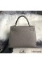 Hermes Kelly 25cm Handmade Bag In Gris Asphalt Ostrich Skin