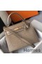 Hermes Kelly 25cm Handmade Bag In Taupe Embossed Crocodile Leather
