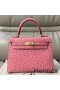 Hermes Kelly 25cm Handmade Bag In Terre Cutie Ostrich Skin