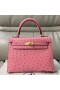 Hermes Kelly 25cm Handmade Bag In Terre Cutie Ostrich Skin