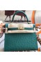 Hermes Kelly 25cm Handmade Bag In Vert Vertigo Ostrich Skin