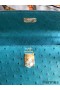 Hermes Kelly 25cm Handmade Bag In Vert Vertigo Ostrich Skin