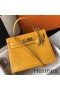 Hermes Kelly 25cm Handmade Bag In Yellow Embossed Crocodile Leather