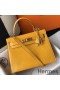 Hermes Kelly 25cm Handmade Bag In Yellow Embossed Crocodile Leather