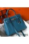 Hermes Kelly 25cm Retourne Bag In Blue Jean Clemence Leather