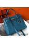Hermes Kelly 25cm Retourne Bag In Blue Jean Clemence Leather