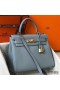 Hermes Kelly 25cm Retourne Bag In Blue Lin Clemence Leather