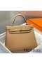 Hermes Kelly 25cm Retourne Bag In Chai Clemence Leather GHW
