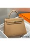 Hermes Kelly 25cm Retourne Bag In Chai Clemence Leather GHW