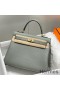 Hermes Kelly 25cm Retourne Bag In Gris Meyer Clemence Leather