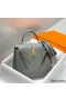 Hermes Kelly 25cm Retourne Bag In Gris Meyer Clemence Leather