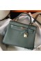 Hermes Kelly 25cm Retourne Bag In Vert Amande Clemence Leather