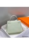 Hermes Kelly 25cm Retourne Bag In Vert Fizz Clemence Leather