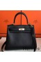 Hermes Kelly 25cm Retourne Handmade Bag In Black Swift Leather