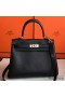 Hermes Kelly 25cm Retourne Handmade Bag In Black Swift Leather