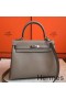 Hermes Kelly 25cm Retourne Handmade Bag In Grey Swift Leather