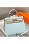 Hermes Kelly 25cm Sellier Bag In Blue Brume Epsom Leather