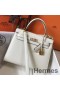 Hermes Kelly 25cm Sellier Bag In White Epsom Leather