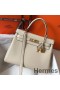 Hermes Kelly 28cm Bag In Beton Clemence Leather GHW