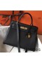 Hermes Kelly 28cm Bag In Black Clemence Leather GHW
