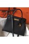 Hermes Kelly 28cm Bag In Black Clemence Leather GHW