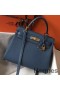 Hermes Kelly 28cm Bag In Blue Agate Clemence Leather GHW