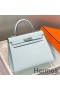 Hermes Kelly 28cm Bag In Blue Brume Epsom Leather PHW