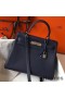 Hermes Kelly 28cm Bag In Dark Blue Clemence Leather PHW