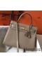 Hermes Kelly 28cm Bag In Gris Tourterelle Clemence Leather GHW