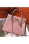 Hermes Kelly 28cm Bag In Pink Clemence Leather GHW