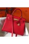 Hermes Kelly 28cm Bag In Red Clemence Leather GHW