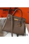 Hermes Kelly 28cm Bag In Taupe Grey Clemence Leather GHW