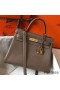 Hermes Kelly 28cm Bag In Taupe Grey Clemence Leather GHW