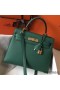 Hermes Kelly 28cm Bag In Vert Vertigo Epsom Leather GHW