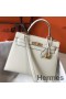 Hermes Kelly 28cm Bag In White Epsom Leather GHW