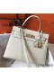 Hermes Kelly 28cm Bag In White Epsom Leather GHW