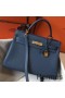 Hermes Kelly 32cm Bag In Blue Agate Clemence Leather GHW